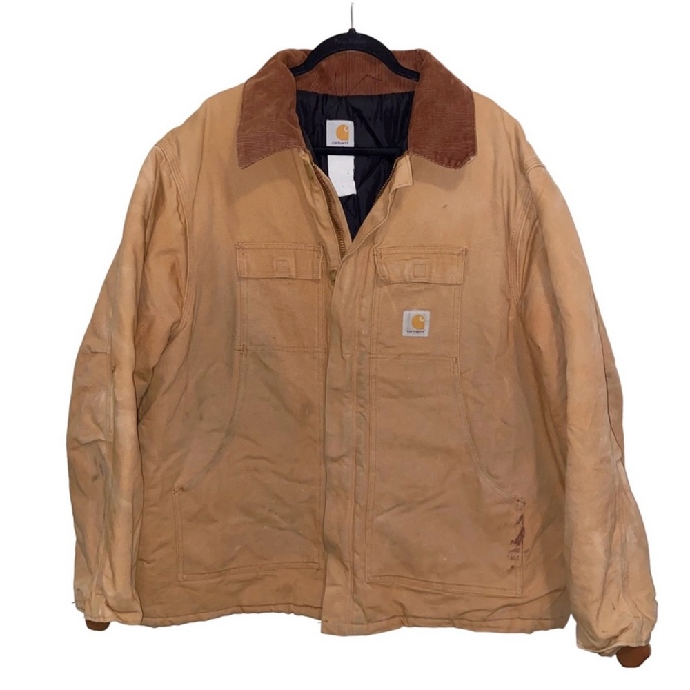 Carhartt Work Jacket Chore Coat Insulated Quilted Corduroy Collar Mens 2X